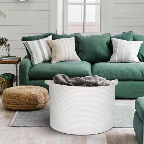 MEGASKET White Woven Storage Basket with Handle