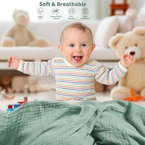 GUNTAIL Muslin Swaddle Blankets 2 Pack Soft Breathable for Newborn