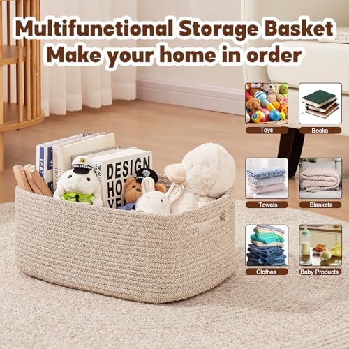 OIAHOMY Woven Rope Storage Baskets 2-Pack Brown