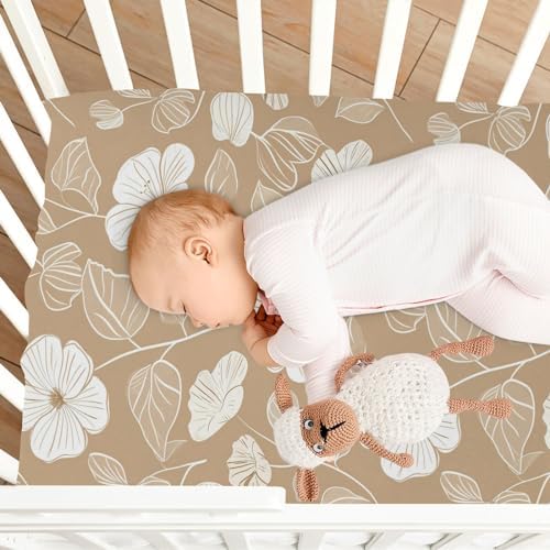 Wassud White Outline Flowers Crib Sheets 27x39