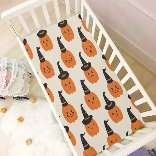 FUGIDOG Halloween Pumpkin Crib Sheets Soft Breathable 1