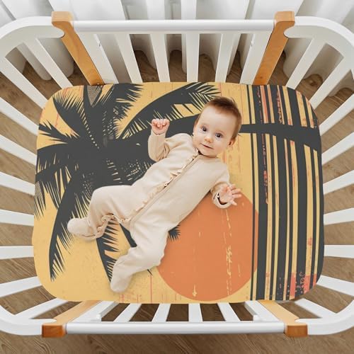 KICPOAY Crib Sheets with Coconut Tree Stripes