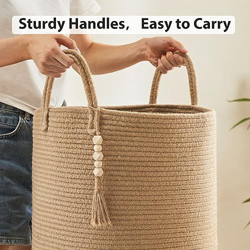 Jute Woven Rope Laundry Hamper 58L for Blanket Storage and Toys