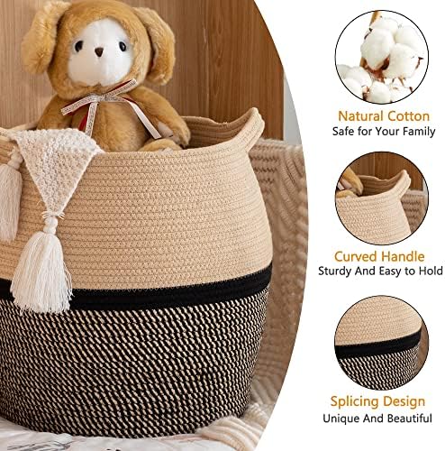 KAKAMAY Cotton Woven Storage Basket 17x17x17 Black