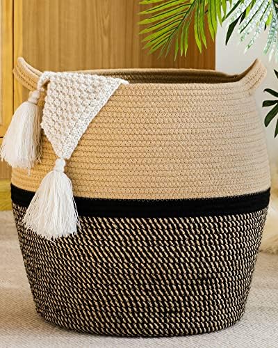 KAKAMAY Cotton Woven Storage Basket 17x17x17 Black