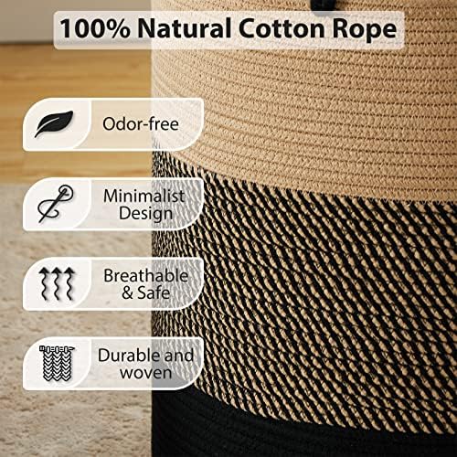 Fionas Magic 100L Woven Laundry Hamper Basket Brown Black