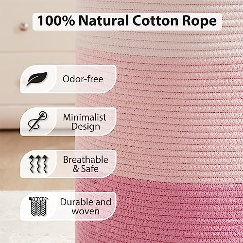 Fionas Magic Cotton Rope Laundry Hamper 58L Pink