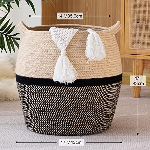 KAKAMAY Cotton Woven Storage Basket 17x17x17 Black