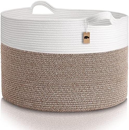 Little Hippo XXXL Cotton Rope Basket 22x14 White Brown